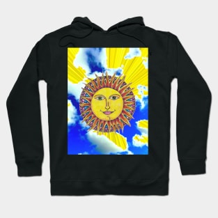 Blue,yellow,Sun,Clouds,Sky by LowEndGraphics Hoodie